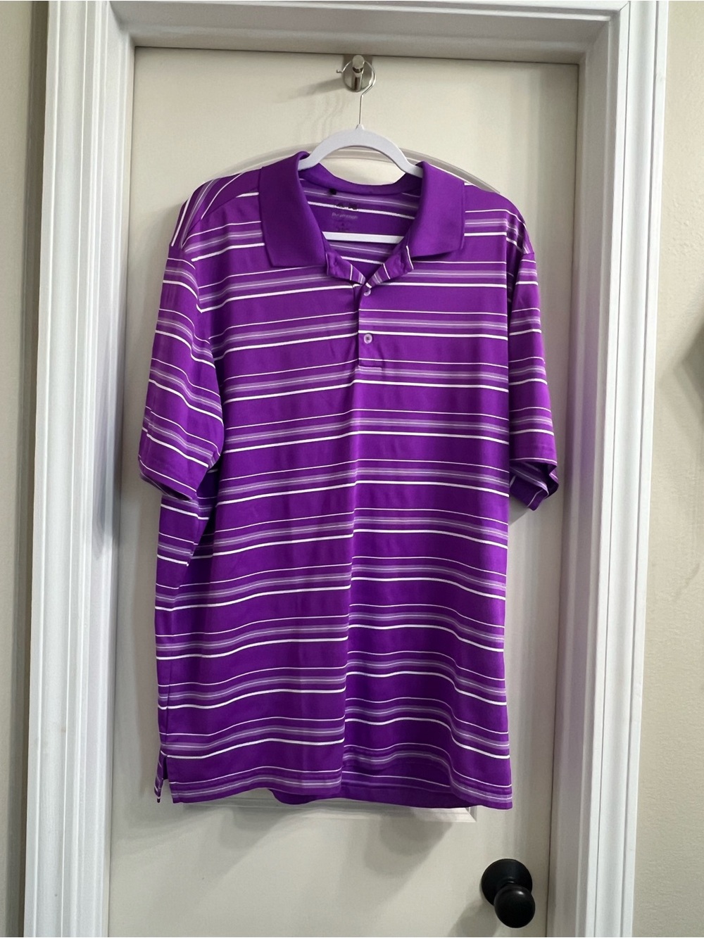 Adidas Purple Striped Polo Shirt
